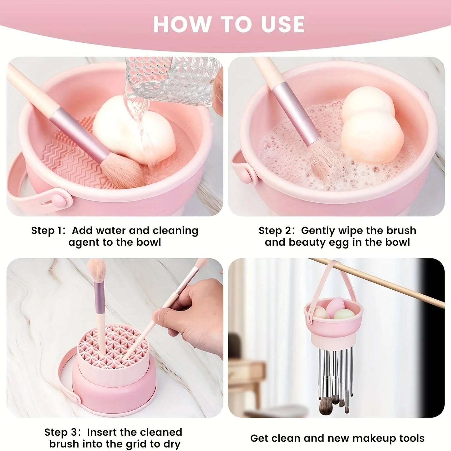 Herramienta Multifuncional para Limpieza y Secado de Brochas de maquillaje.