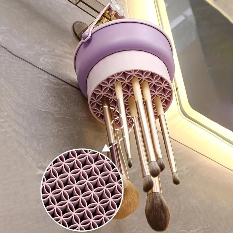 Herramienta Multifuncional para Limpieza y Secado de Brochas de maquillaje.