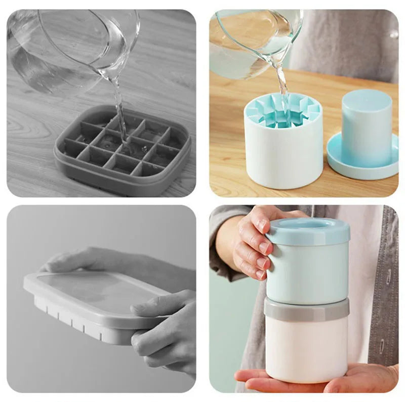 Molde de silicona para cubitos de hielo.