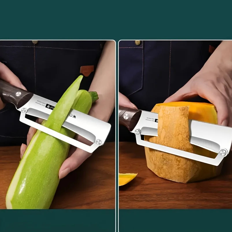 Pelador de Acero Inoxidable con Mango de Madera – Frutas y Verduras