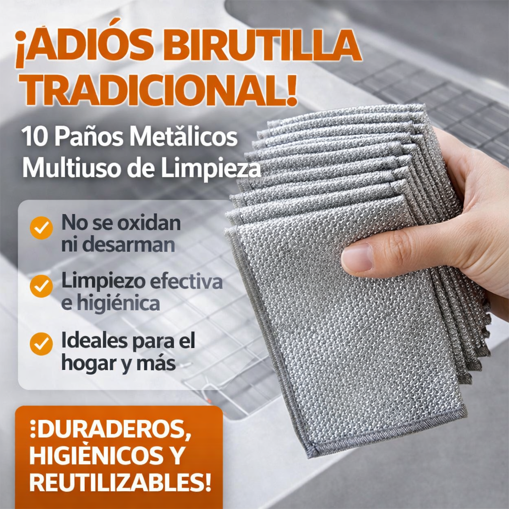 SteelWipe™ - Paños Metálicos Multiuso de Limpieza