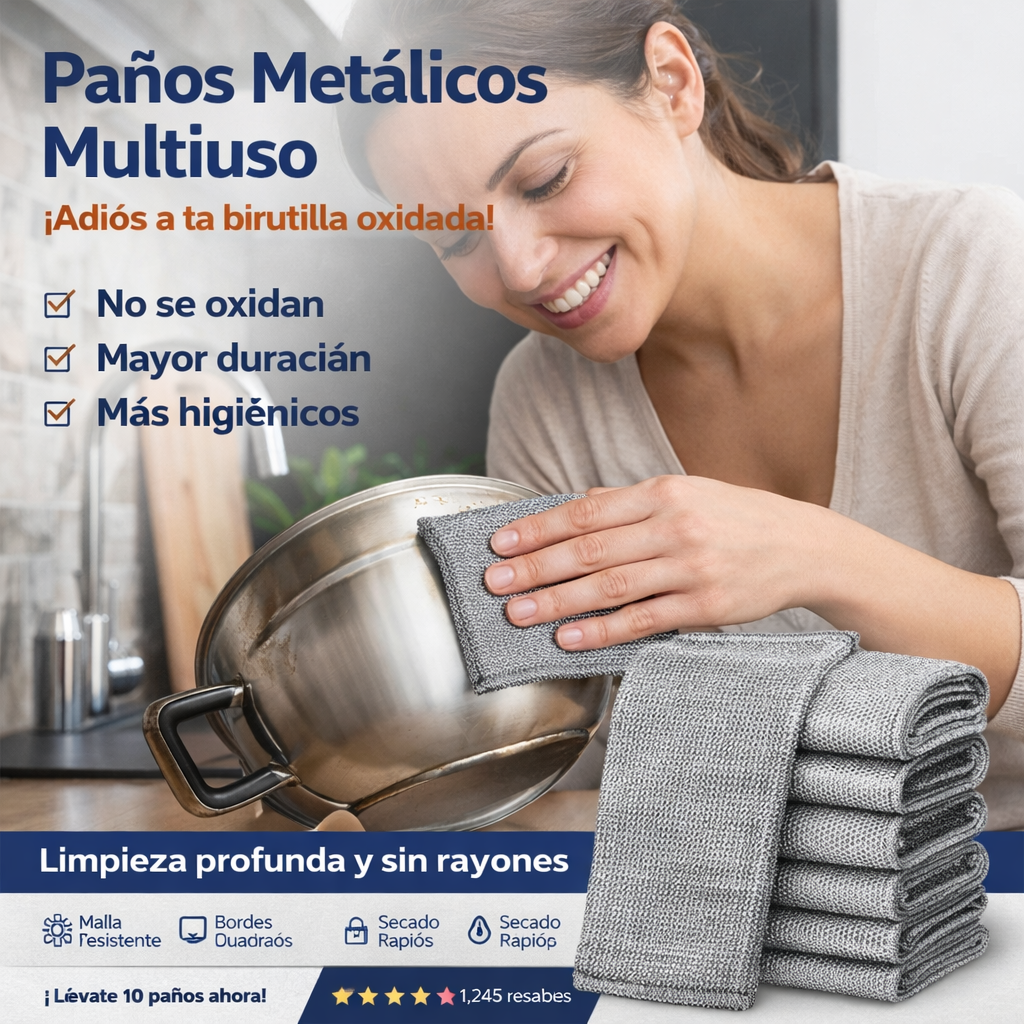 SteelWipe™ - Paños Metálicos Multiuso de Limpieza