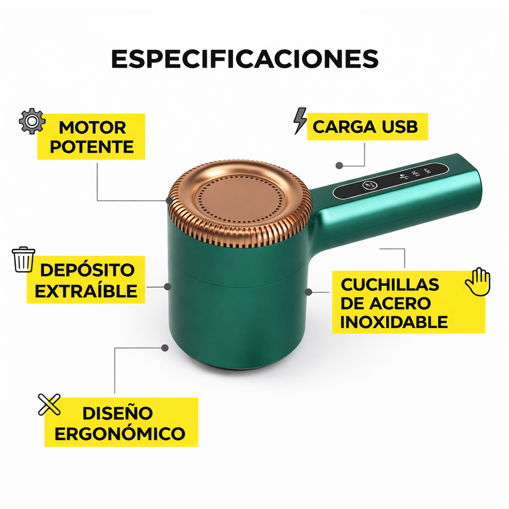 Quitapelusas Eléctrico Portátil – ¡Ropa como Nueva en Segundos!